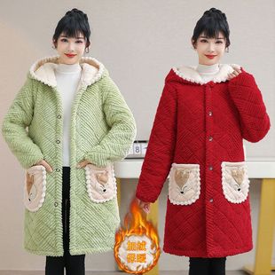 四川省省服女小个子冬季加绒加厚时尚外套2025新款中长款家用罩衣