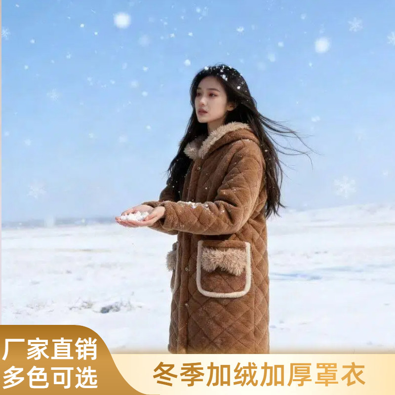 特厚四川省服年轻款冬季加绒加厚棉衣外套宽松保暖夹棉加厚罩衣女