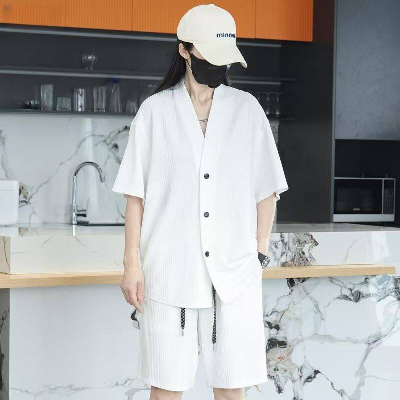 2025夏季高级感短袖衬衫休闲短裤运动时尚套装男女轻奢简约两件套
