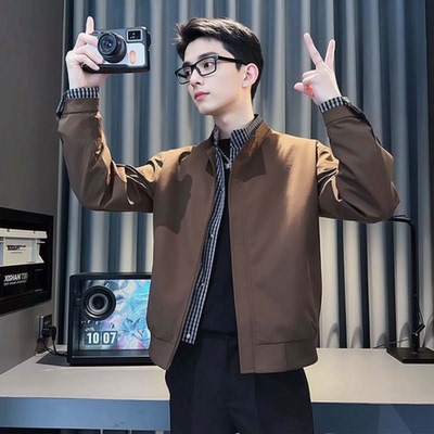 假两件立领夹克男士秋季潮流休闲百搭外套2025新款男秋装短款外套