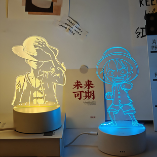 海贼王小夜灯路飞索隆儿童网红台灯床头灯卧室睡眠氛围灯投影创意
