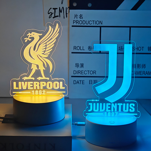 利物浦阿森纳梅西C罗内马尔足球球迷队徽周边摆件小夜灯男生礼物