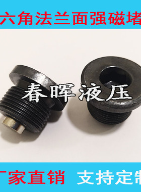 磁性堵头内六角法兰面强磁螺塞 丝堵带磁铁放油螺丝M12M16M20G1/2