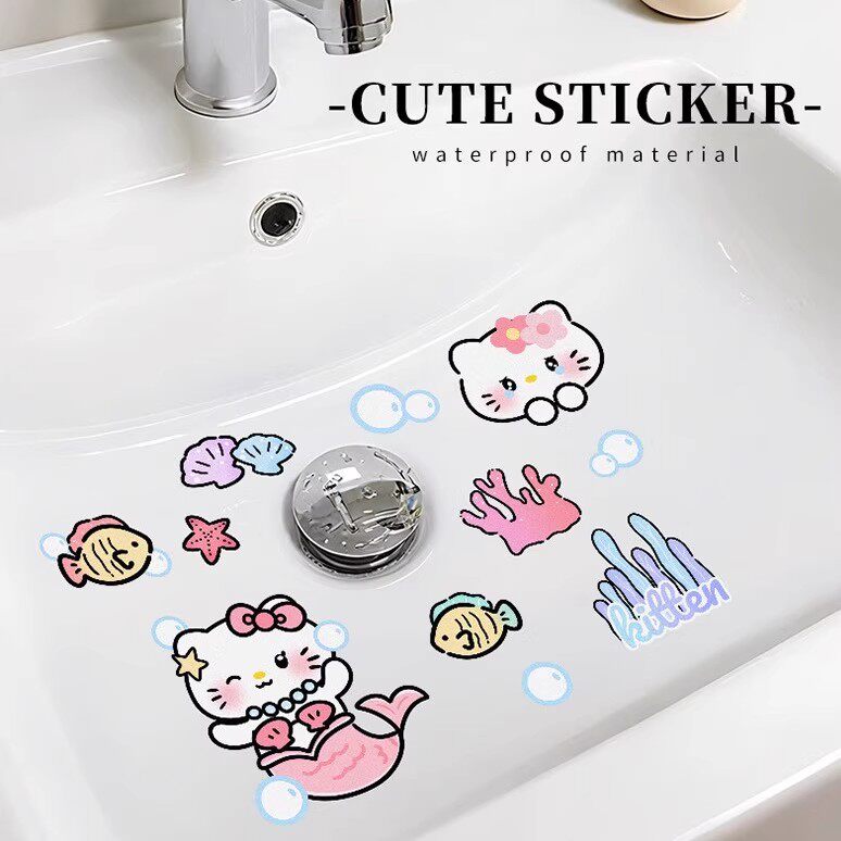 浴室防水卡通洗手盆遮丑墙贴