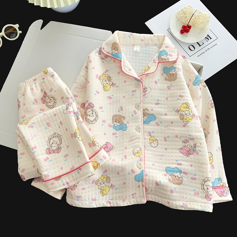 5-7-9岁女童睡衣加厚保暖冬季中大童三层夹棉mikko儿童宝宝家居服