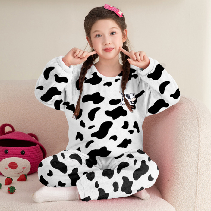 女童珊瑚绒睡衣睡裤保暖冬装中大童儿童宝宝法兰绒家居服两件套装