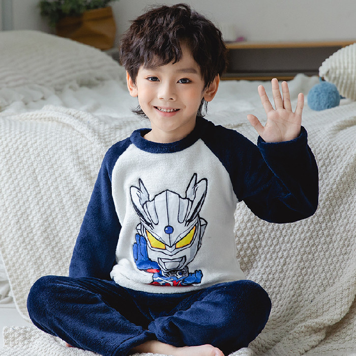 儿童睡衣厚秋冬加绒3小孩8-9-10岁4珊瑚绒5男童6赛罗奥特曼家居服