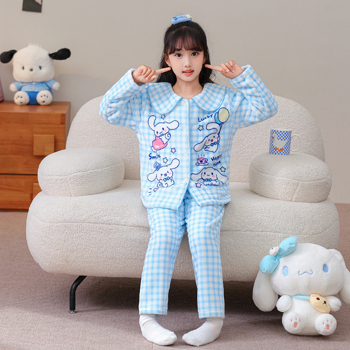 女童睡衣睡裤秋冬季公主甜美珊瑚绒儿童睡衣法兰绒冬款玉桂狗套装