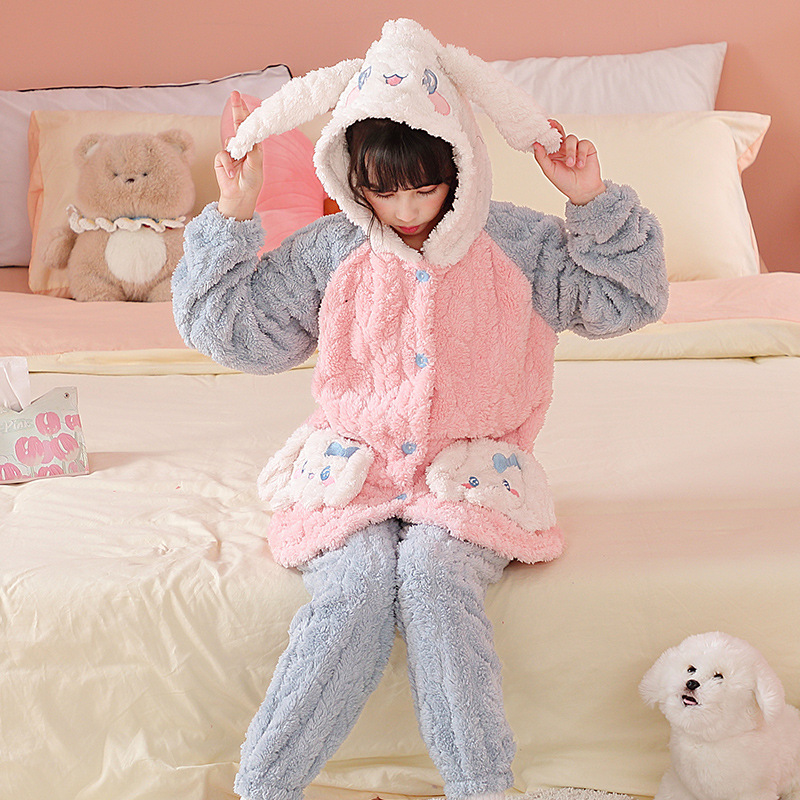 女童玉桂狗睡衣加厚款保暖冬装中大童珊瑚绒儿童宝宝法兰绒家居服