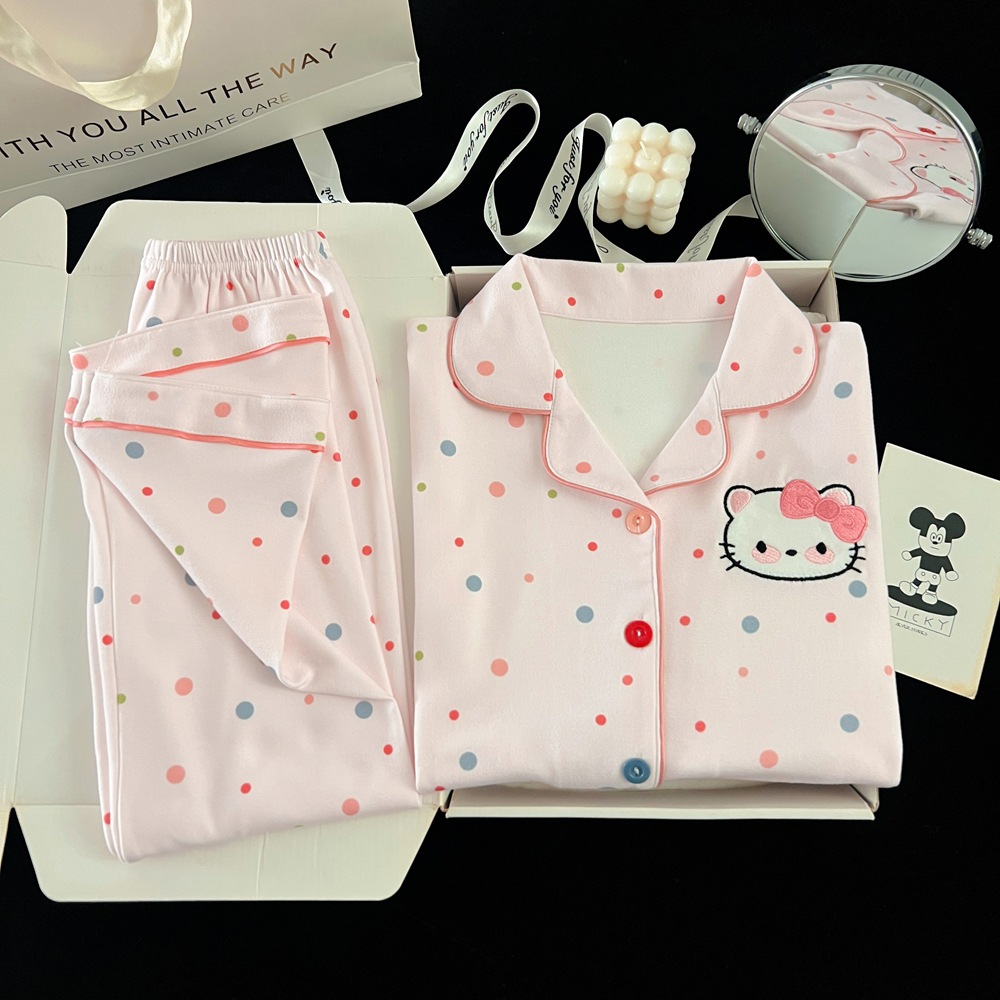 冬季德绒加厚儿童保温HelloKitty卡通凯蒂猫女童女孩子睡衣家居服