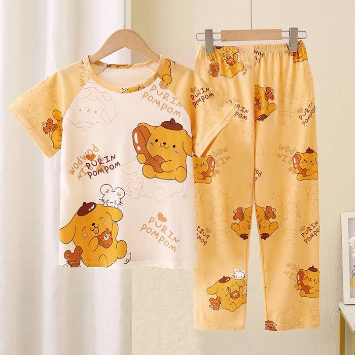 2025新款春夏空调服短袖长裤儿童女孩子套装布丁狗家居服睡衣睡裤,童装/婴儿装/亲子装,家居服套装,淘宝优惠券,粉丝福利购,淘宝优惠卷