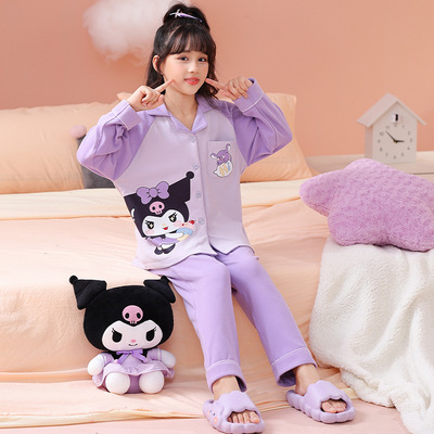 2026秋冬装女童库洛米睡衣保暖中大童开衫德绒儿童宝宝保暖家居服