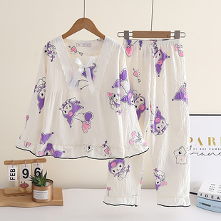 库洛米睡衣春秋款薄夏装家居服儿童女童kuromi库洛米小孩公主夏装