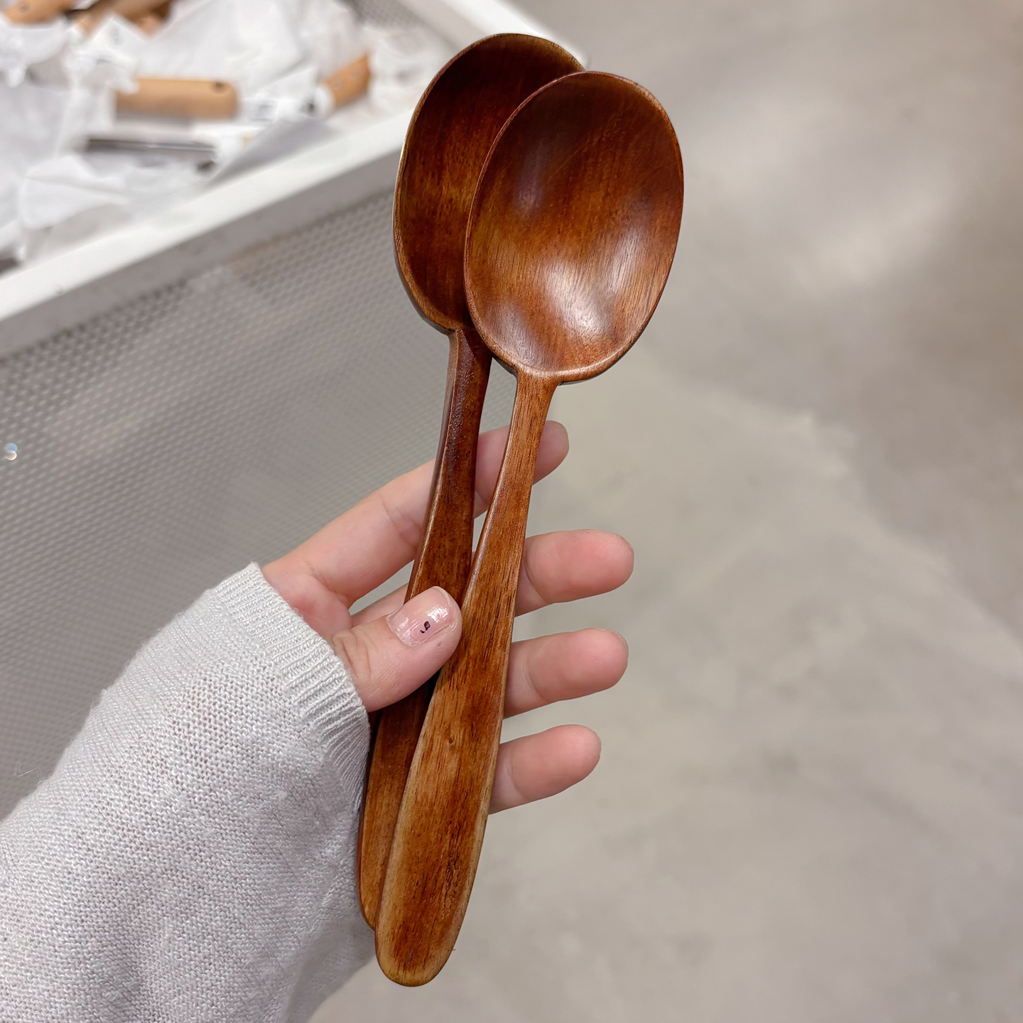家用实木宽柄搅拌木勺