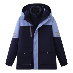 校服冲锋衣套装小学生中学生上衣外套冬季加厚羽绒内胆三件套班服