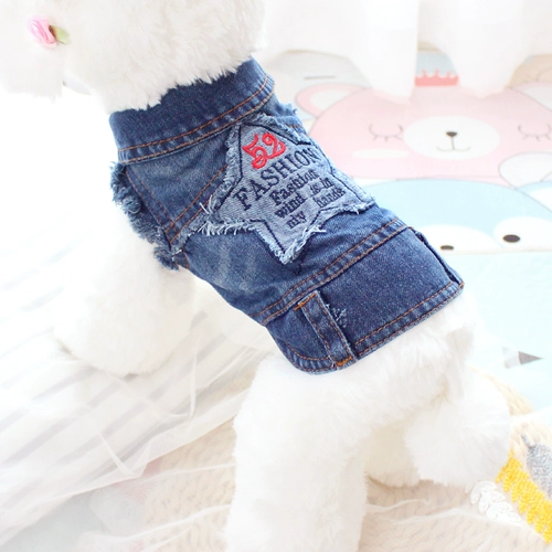 Tide Brand Five -Star Denim Vest Vest, весенняя и осенняя одежда маленькая собака бикобиги домашняя собака одежда для кошки