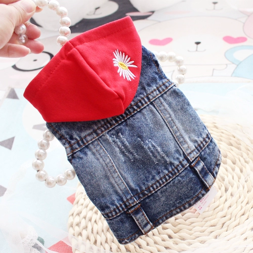 Chao Brand с шляпкой жилеткой разбитая джинсовая джинсовая джинсовая и осенняя одежда маленькая собака Bikumo Belite Pet Dog Одежда кошка