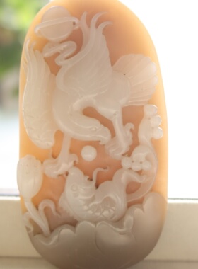 糖玉鹰抓鱼糖白手玩件摘色巧雕