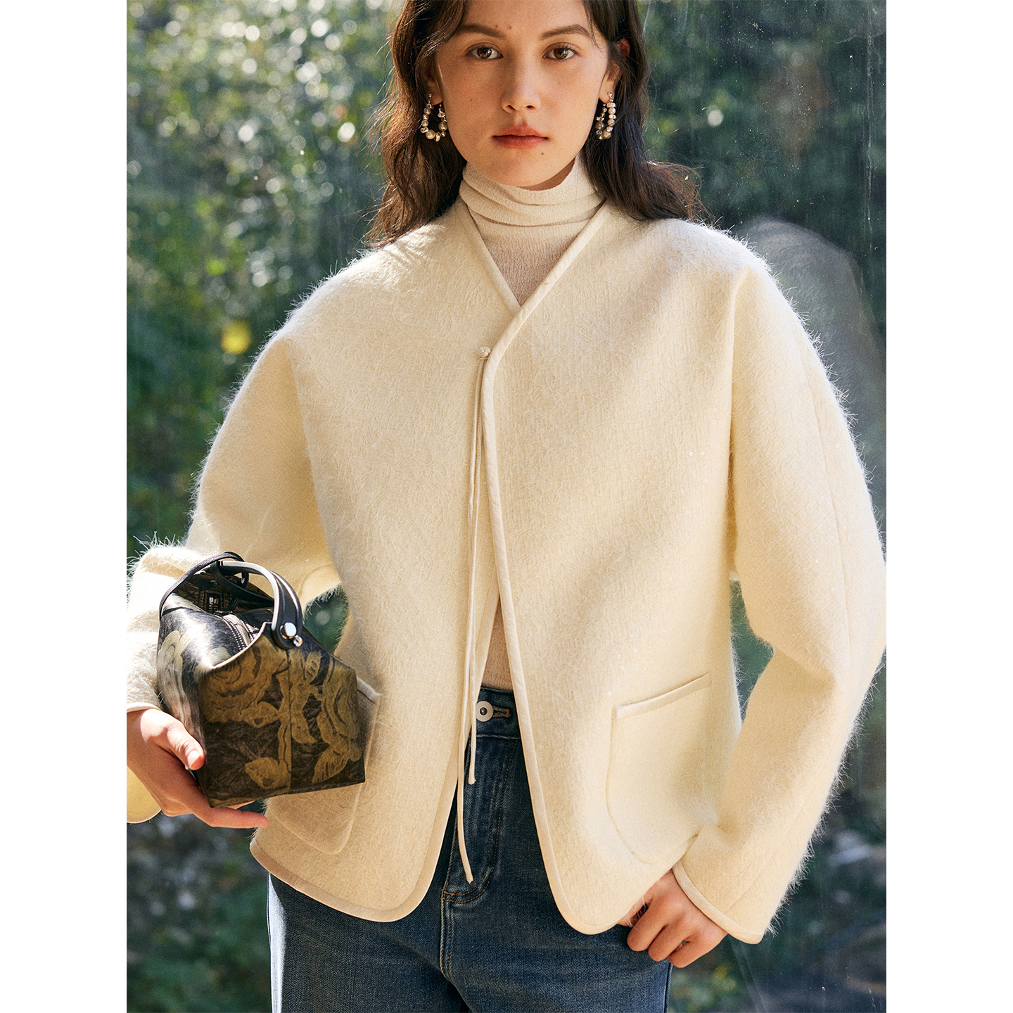 HeyDress新中式盘扣立领亮片外套