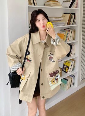 米奇图案工装外套女春秋