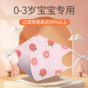 婴儿口罩0到6月可调节秋冬儿童3d立体口罩卡通婴幼儿专用独立包装