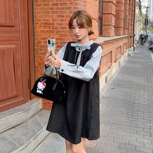 小个子娃娃裙打底格子 官方实拍设计感黑色无袖 罗芬 故事面料女装