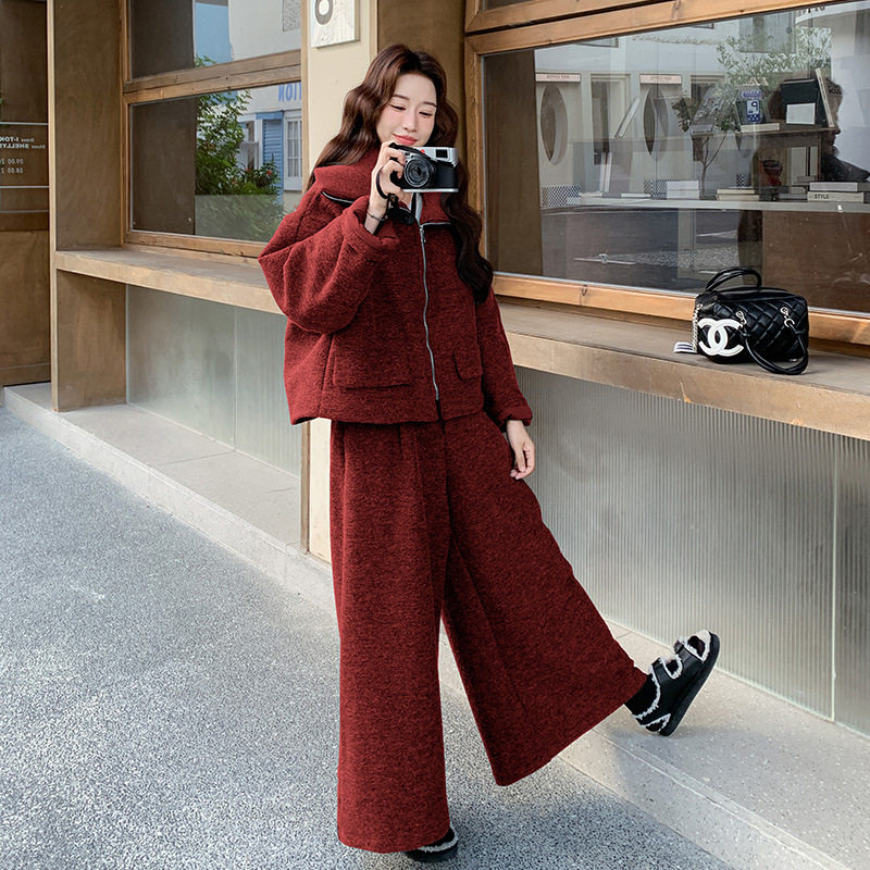 罗芬 故事面料女装官方实拍韩系气质夹棉加厚毛呢外套阔腿裤两件,女装/女士精品,时尚套装,淘宝优惠券,粉丝福利购,淘宝优惠卷