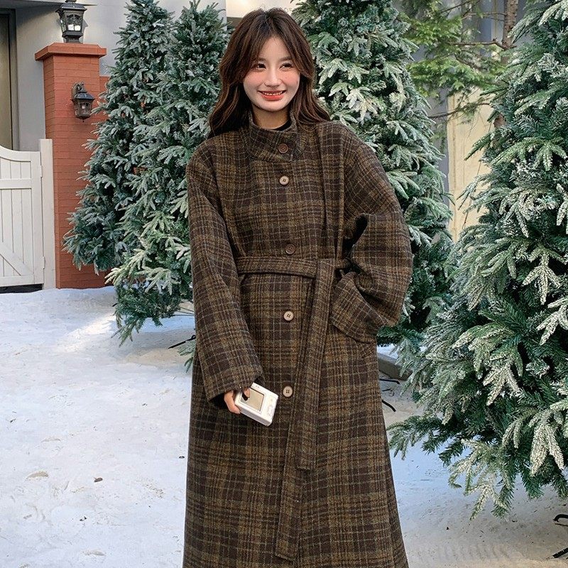 罗芬 故事面料女装官方实拍英伦风格子收腰毛呢外套2025新款韩系,女装/女士精品,毛呢外套,淘宝优惠券,粉丝福利购,淘宝优惠卷