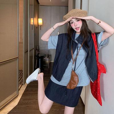 罗芬 故事面料女装官方实拍2025夏季新款韩版宽松休闲显瘦牛仔马