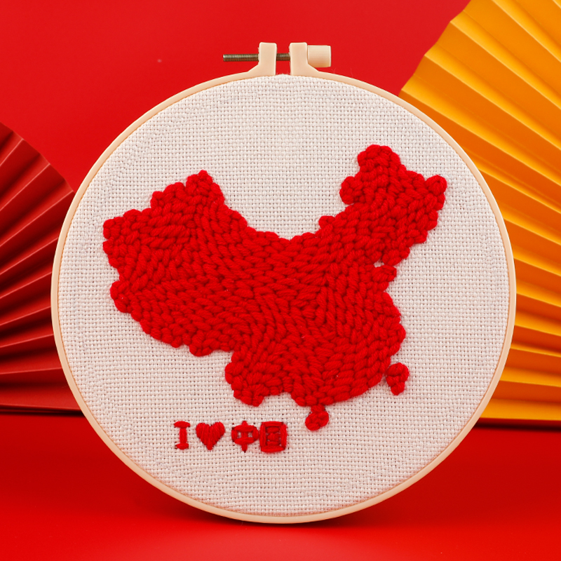 喜迎国庆俄罗斯戳戳绣毛线画