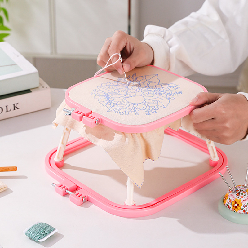 刺绣绣花架法式桌面绣架十字绣小图架子塑料绷子绣绷绣棚支架