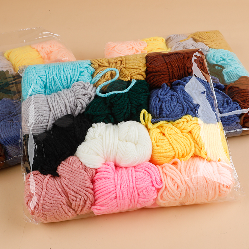 十二色练手毛线材料包8股牛奶棉