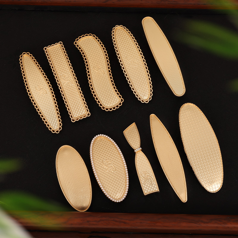 宋锦新中式弹簧夹非遗手工复古发夹蓝染刺绣配件包布发夹旗袍配饰