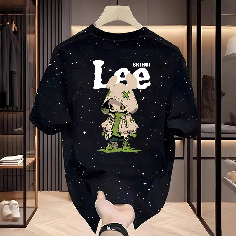 NASA联名春夏季纯棉男内搭外穿打底衫加大码印花上衣圆领短袖T恤