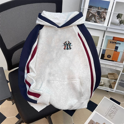 NASA联名美式复古三条杠连帽卫衣男秋冬加绒加厚宽松休闲潮流外套