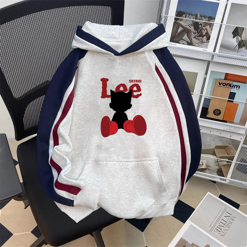 NASA联名复古三条杠连帽卫衣男冬季加绒加厚带帽宽松痞帅外套潮牌