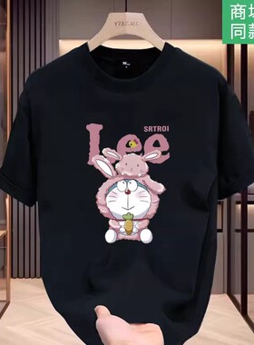 NASA联名100%纯棉黑色短袖t恤男夏季新款宽松美式复古潮牌上衣服