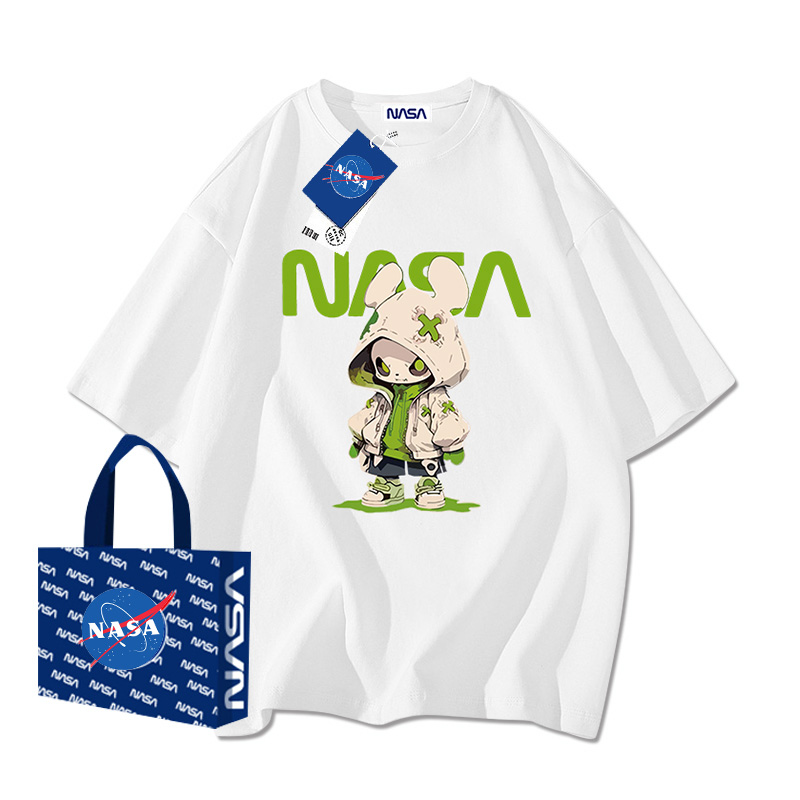 NASA联名美式复古情侣装潮牌t恤欧美高街重磅纯棉短袖男夏季上衣