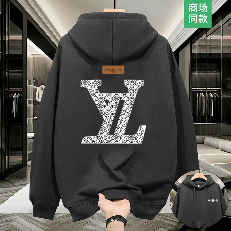 NASA联名2025秋冬季港味重磅宽松加大码加绒连帽卫衣男上衣中长款