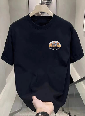 NASA联名100%纯棉黑色短袖T恤男夏季新款潮流简约情侣款半袖上衣