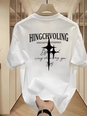 NASA联名100%纯棉重磅短袖T恤男夏季新款痞帅潮牌设计感半袖上衣