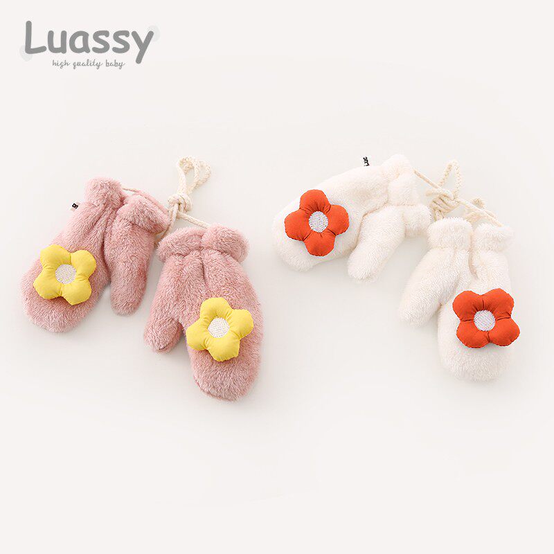 luassy宝宝手套婴儿冬天小孩3个月-4岁男女童保暖儿童连指手套冬