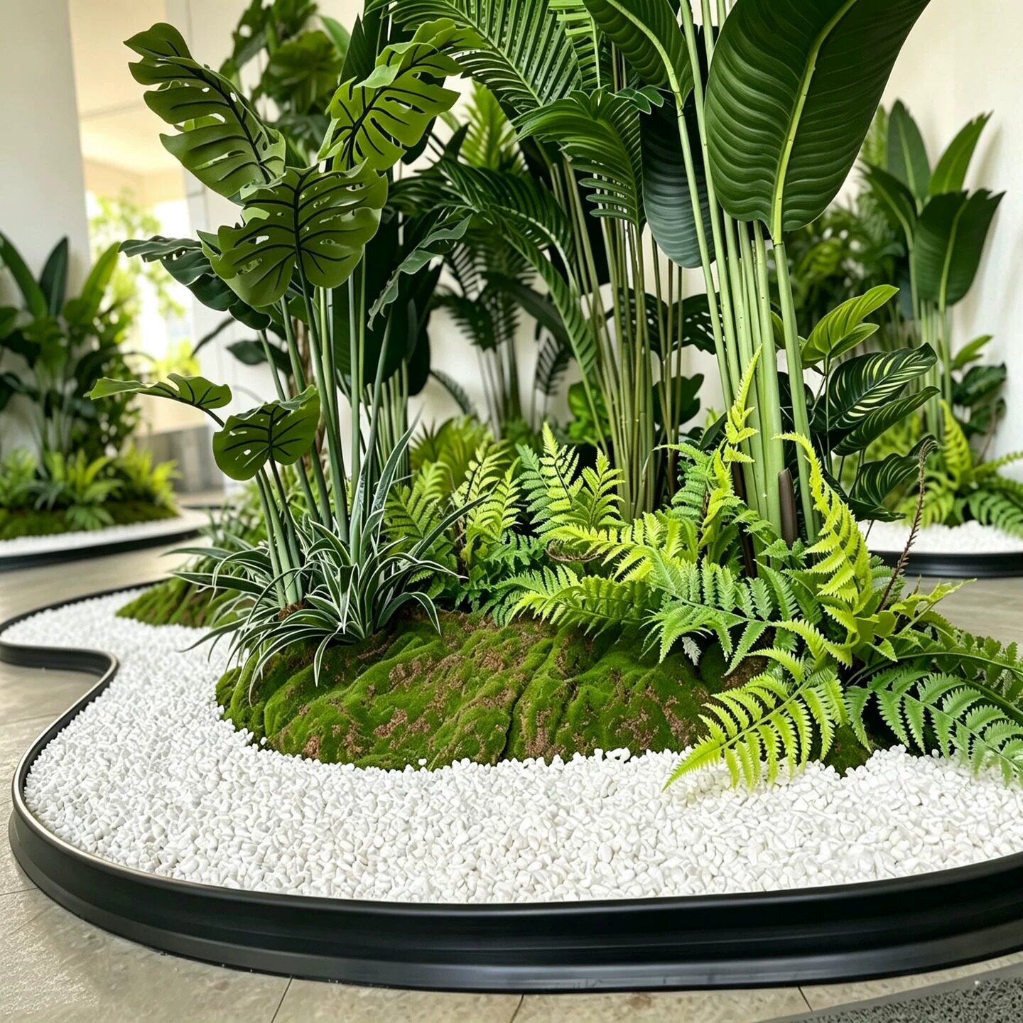 室内绿植造景围挡条隔离带胶条假花景观装饰围栏挡水条商场展览区