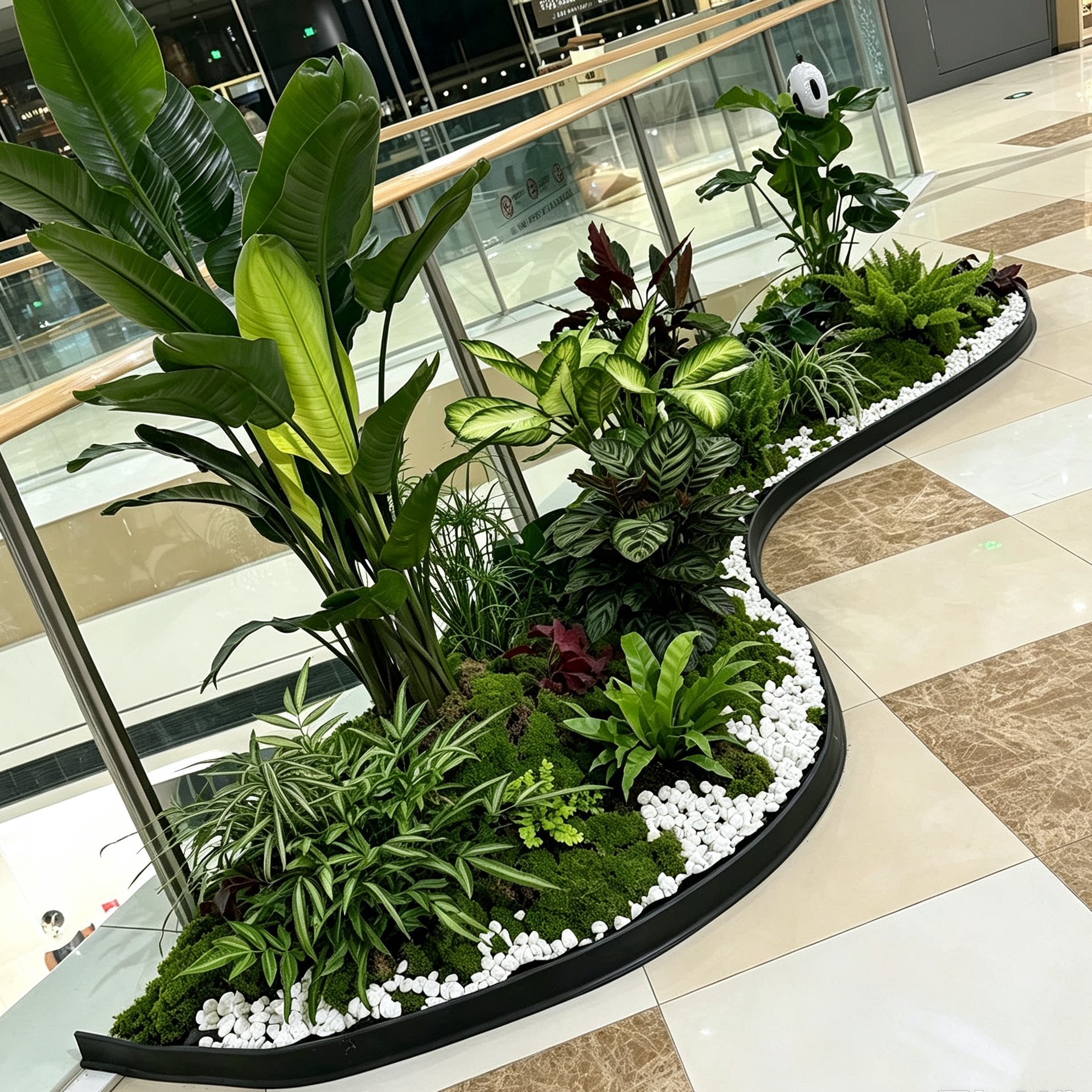 可弯曲造景围挡条硅胶围栏商场展厅饭店阳台室内景观绿植装饰收边