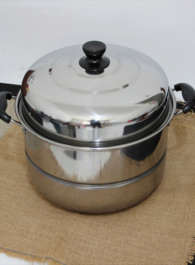 巨厚一体锅底不锈钢加厚双层加深超大蒸锅蒸馒头蒸鱼多用26-40cm