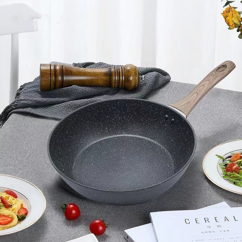 超轻韩式麦饭石色不沾炒菜锅加深轻便简朝国家用小炒锅电磁炉燃气