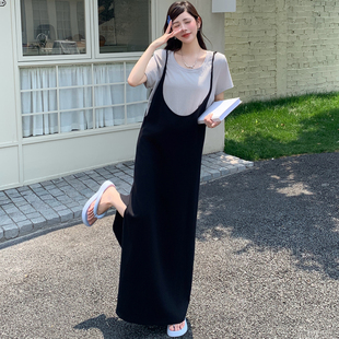 上衣 夏季 胖mm宽松显瘦简约圆领短袖 新大码 细肩带大U领吊带裙 女装