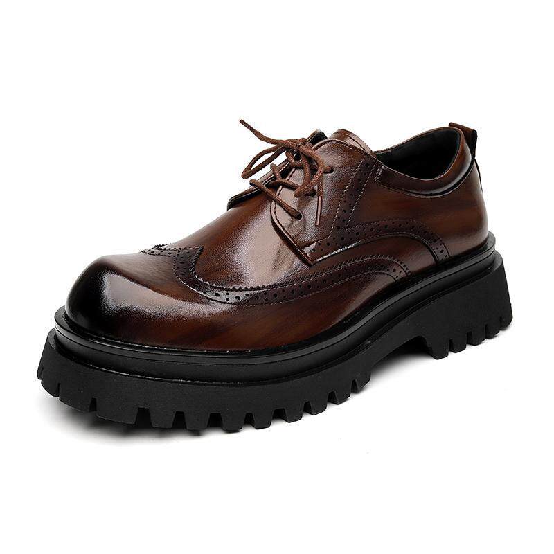 男鞋2025夏季新款雕花英伦布洛克鞋新郎婚鞋韩版商务休闲大头皮鞋