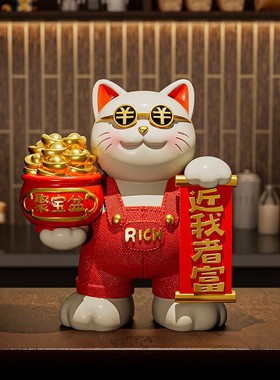 2025聚宝盆招财猫店铺收银前台装饰品摆件轻奢高档创意开业礼物送