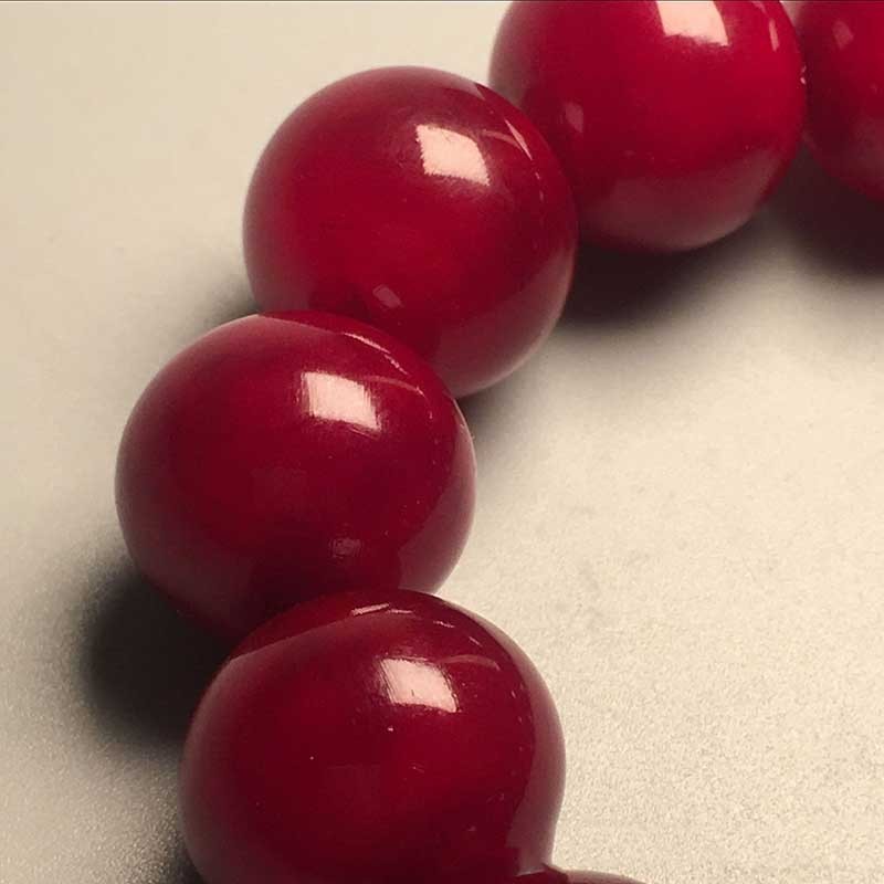 2026天然满血老料羊角圆珠手串西藏式饰品全红色角男女手炼民族风